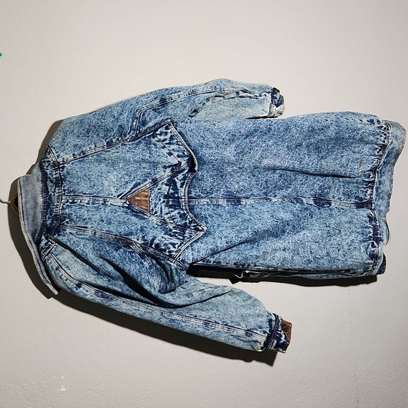 Be In The Current Sceen Denim Long Line Coat Small Acid Wash 90s - Picture 6 of 16